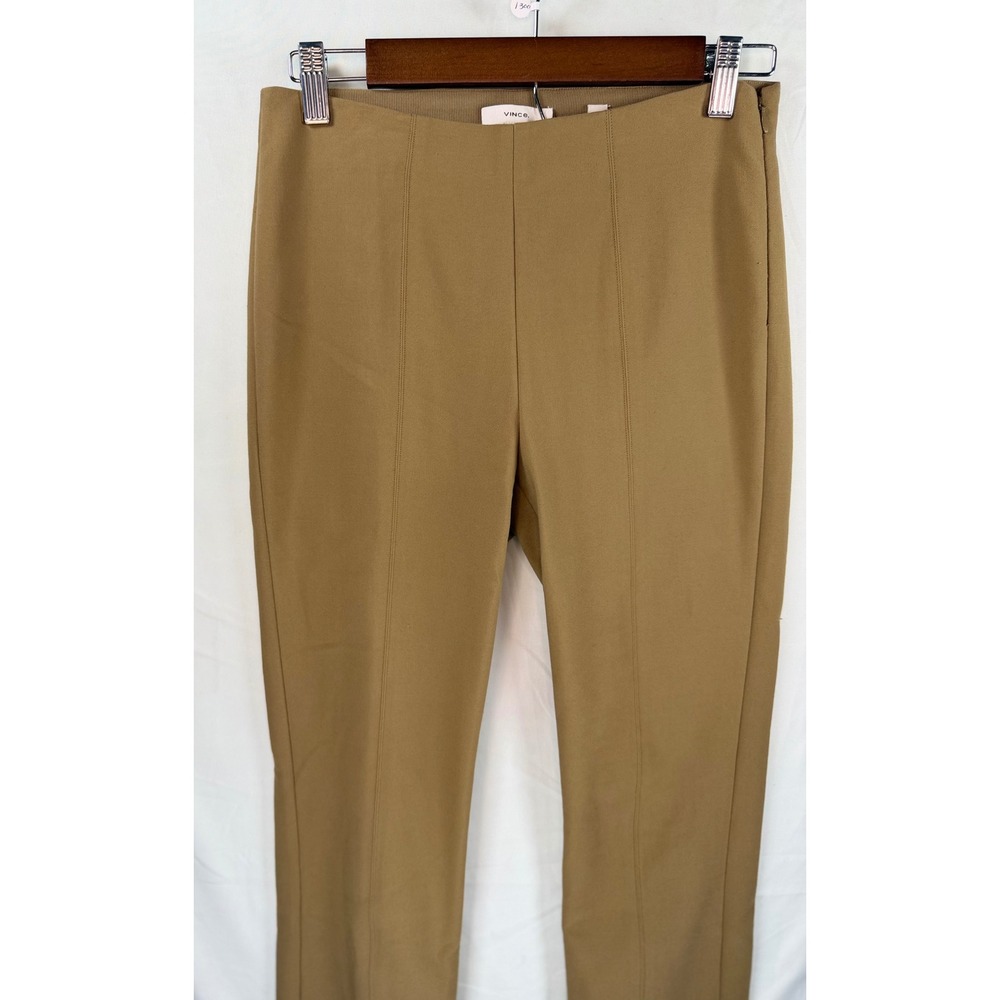 Vince Tan Camel High Rise Seam Front Slim Leg Side Zip Trousers Medium